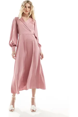 VILA Wrap full maxi dress in dusty