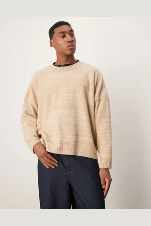 ASOS Super oversized boxy fit knitted crew neck jumper in oatmeal marl