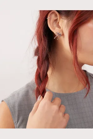 En Route Mini miffy stud earrings with blue cz stone in platinum plated