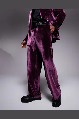 ASOS Wide leg suit trousers in burgundy velvet