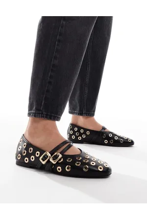 ASOS Landon double strap mary jane ballets in with studs