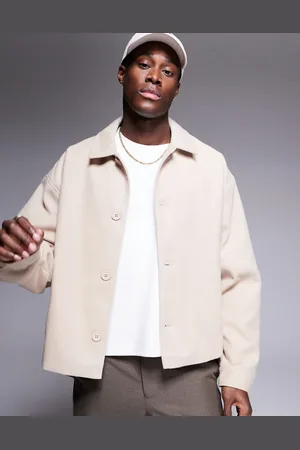 ASOS Oversized brushed harrington jacket in stone