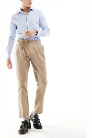 ASOS Smart slim fit cotton trousers in tan