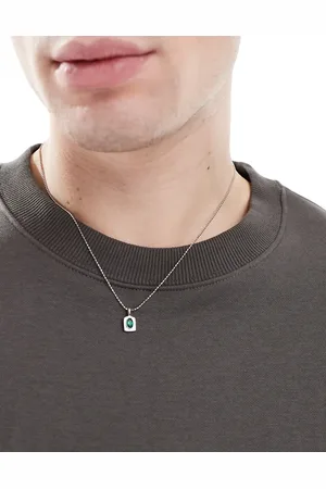 ASOS Necklace with emerald stone pendant in tone
