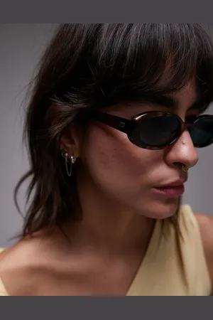 Le Specs Outta love oval sunglasses in tortoiseshell with green lens
