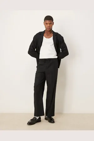 ASOS Wide leg pull on suit trousers in twill