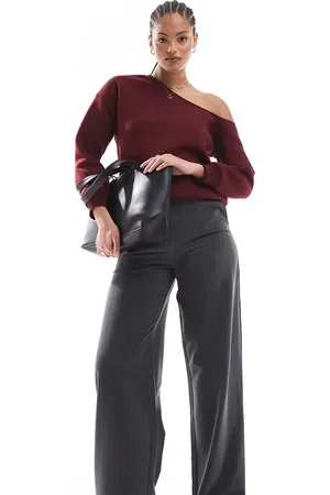 ASOS Tall tailored relaxed straight leg trousers in charcoal stripe