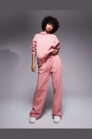 Kaiia Embroidered logo wide leg jogger co-ord in