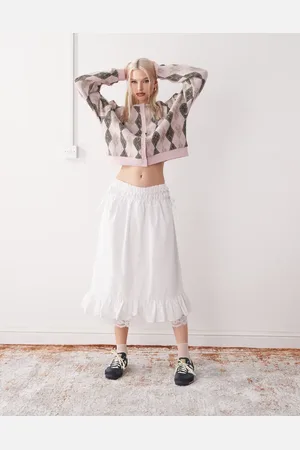 Reclaimed Western cowgirl midi skirt with lace hem in