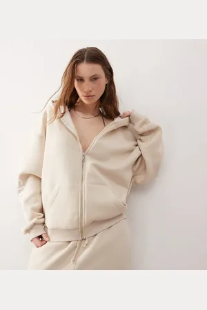 COLLUSION Boxy hoodie in oatmeal marl co-ord