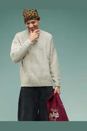 ASOS Relaxed knitted textured jumper in light - LGREY