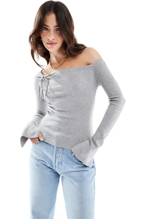 Cotton On Cotton On everfine asymmetric long sleeve pullover knit in marle