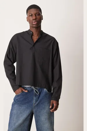 ASOS Oversized boxy overhead grandad shirt in