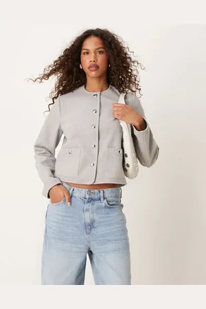 New Look Collarless button down jacket in