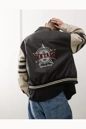 Reclaimed Varsity bomber jacket in mono