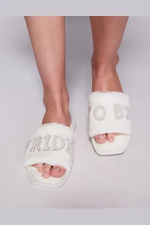 ASOS Ziva bride mule slippers in cream