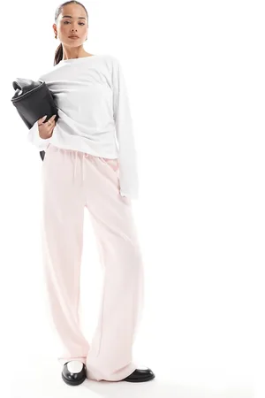 Bershka Wide leg joggers in pale