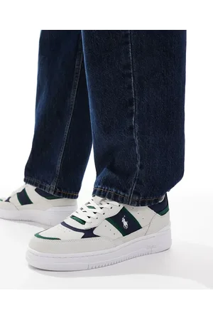 Ralph Lauren Masters Sport 125 trainer in off , green and blue