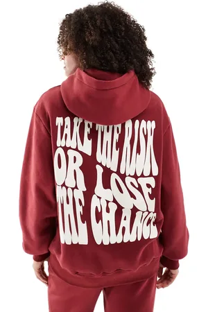 Sixth June Back printed quote co ord hoodie in burgundy