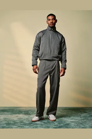 ASOS Smart co-ord wide cargo trousers in herringbone with elasticated waist