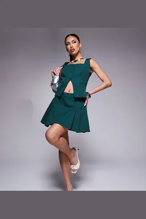 Kaiia Exclusive tailored pleated mini skirt co-ord in dark