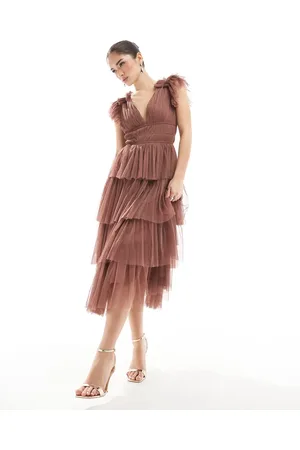 Lace & Beads Bridesmaid Naomi midi dress in warm