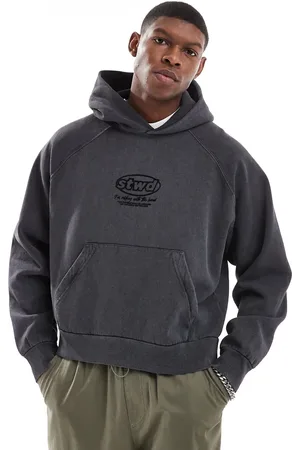 Pull&Bear STWD hoodie in washed charcoal