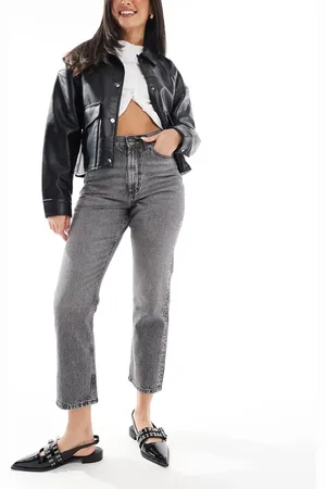 ASOS Cropped mid rise straight jeans in