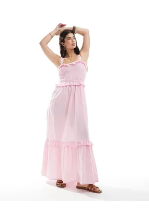 Esmée Esmee Exclusive frill ruched maxi tiered beach dress in