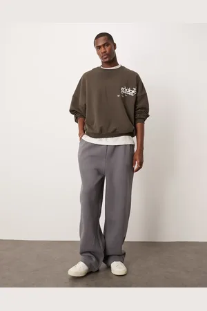 ASOS Wide leg jogger with pleats in dark