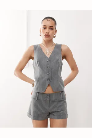 Motel Luno button front waistcoat co-ord in pinstripe