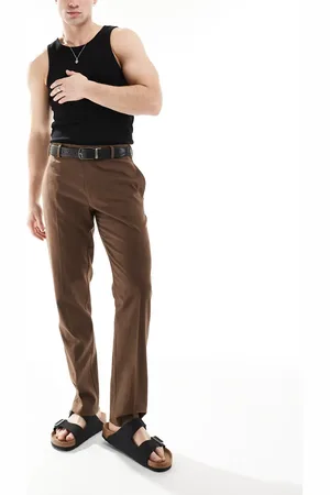 ASOS Smart slim fit linen blend trousers in
