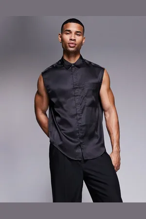 ASOS Satin sleeveless regular shirt in