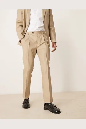 ASOS Tailored suit trousers in stone soft cotton
