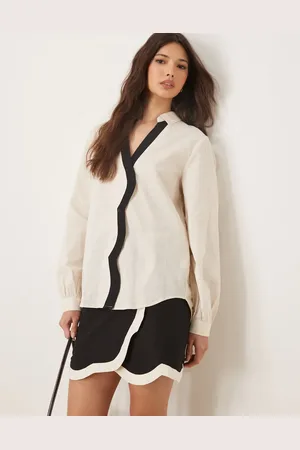 Never Fully Dressed Miley contrast shirt co-ord in cream