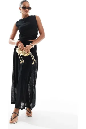 4th & Reckless Knitted deep waistband drop waist maxi skirt co-ord in