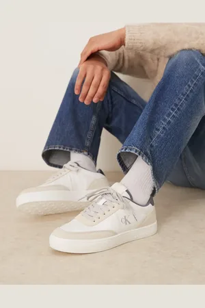 Calvin Klein Classic cupsole trainers in beige and navy