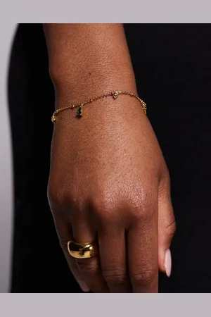 Aldo Leassi dainty chain bracelet with green charm in plated