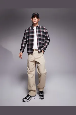 ASOS Boxy regular shirt in and red check