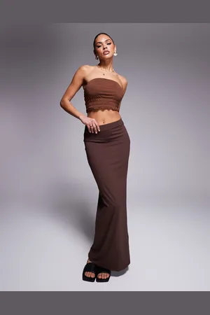 ASOS Column maxi skirt in chocolate