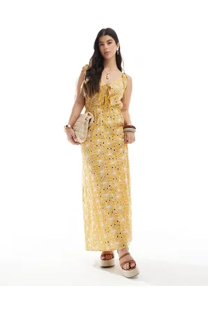 Esmée Esmee Exclusive maxi brodereie beach dress in mustard