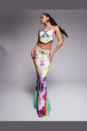 AFRM Tegan mesh maxi skirt co-ord in tropical print