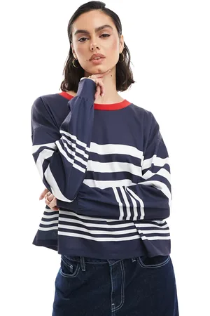 ASOS Oversized sweat shirt with nautical stripe in