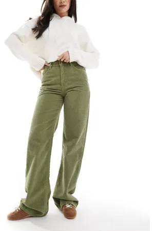 ASOS Cord turn up jean in olive