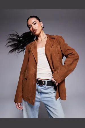 River Island Real suede oversized blazer in