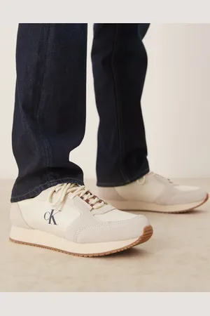 Calvin Klein Runner trainers in beige with gum sole