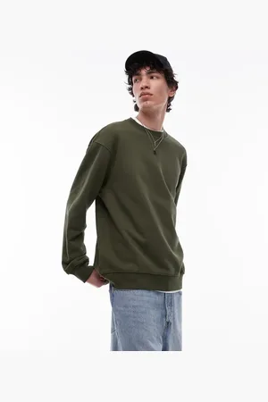 Topman Classic oversized jersey sweatshirt in khaki