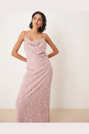 VILA Cowl neck textured cami maxi dress in rose