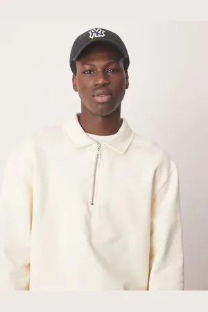 ASOS Standard fit quarter zip collar in beige