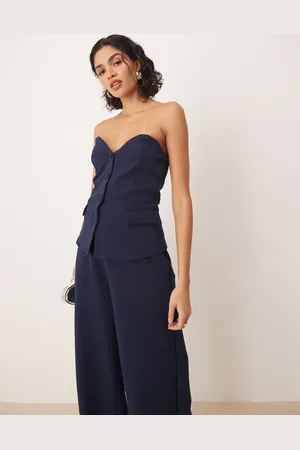VILA Structured jersey strapless waistcoat co-ord in